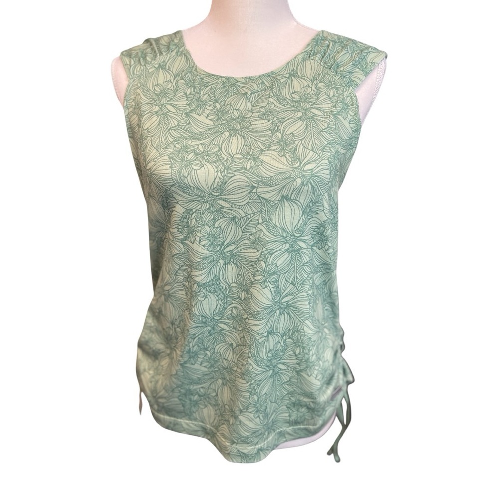 Merrell Womens Shirt Green Floral Large Opti-Wick Sun Protection Hiking Outdoor